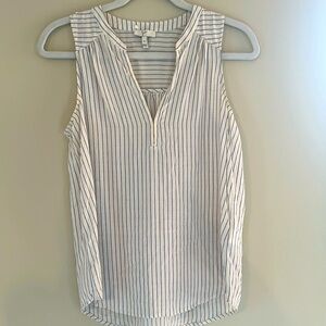 Joie Cream Sleeveless Silk Blouse XS with blue stripes